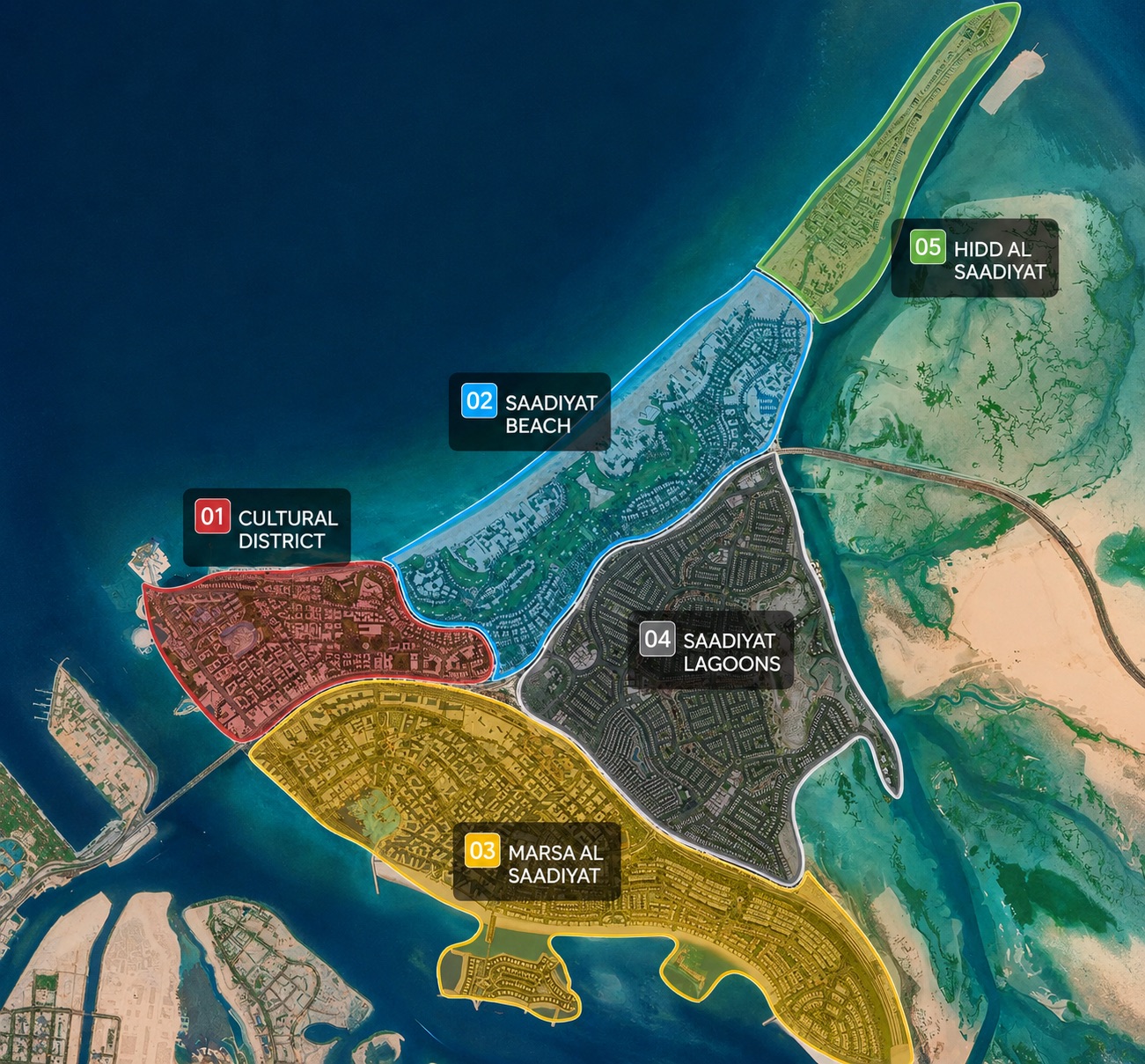 Saadiyat Island districts map