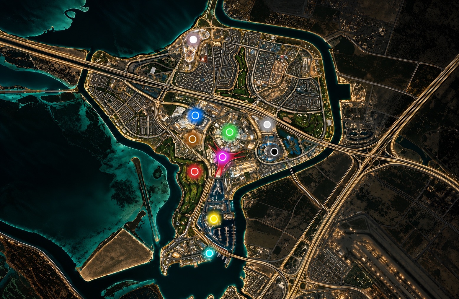 Interactive map of Yas Island Abu Dhabi