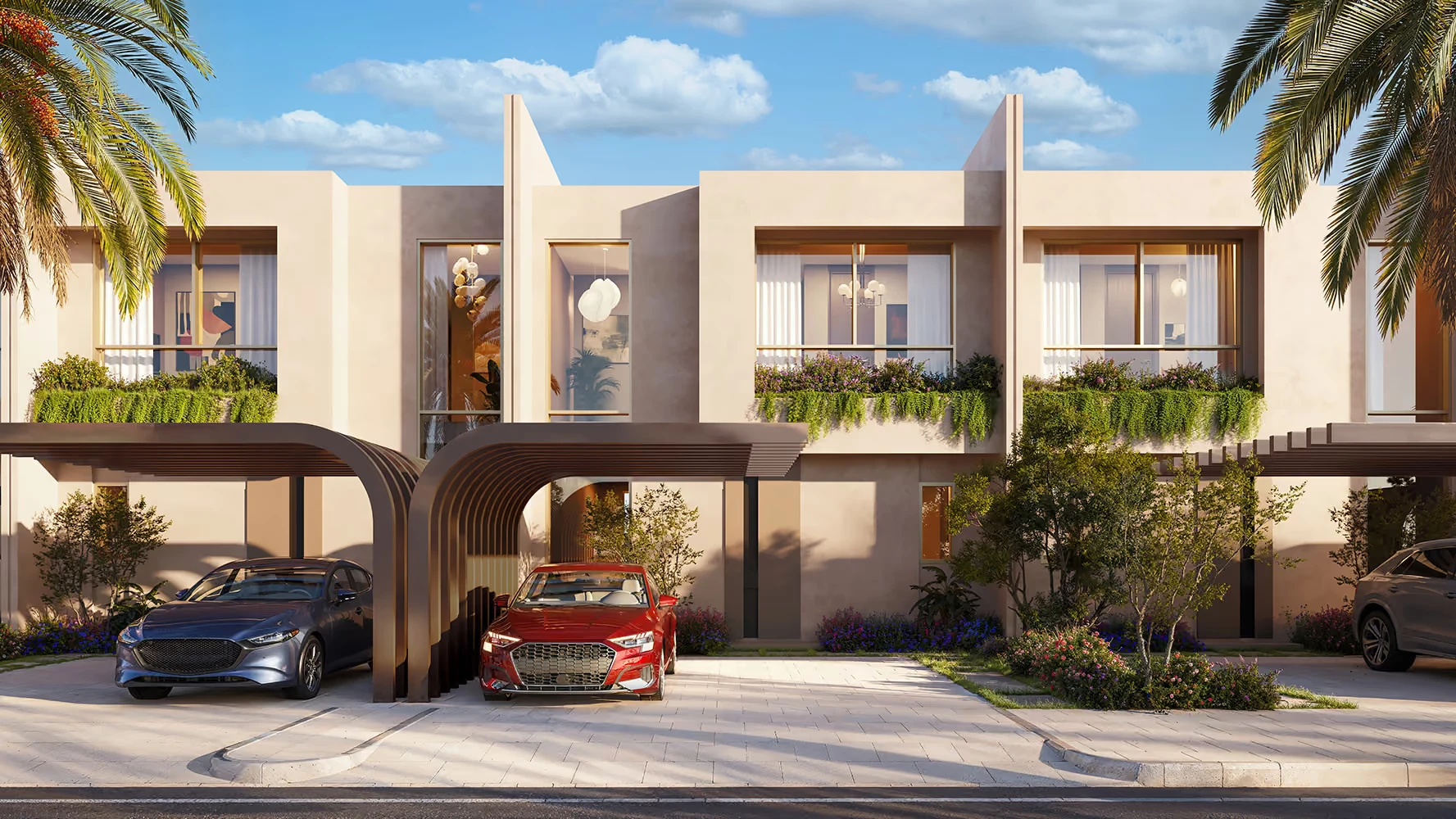 Artist impression of two-bedroom townhouses at Manchester City Yas Residences Phase 2 by Ohana Development