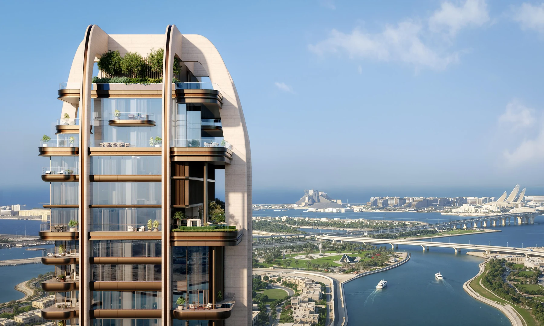 Artist impression of The Ritz-Carlton Residences by SAAS Properties overlooking the waterfront on Al Maryah Island, Abu Dhabi